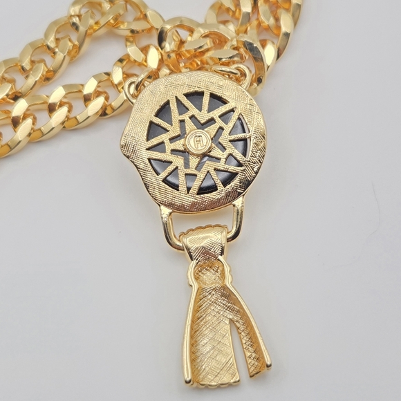 Vintage FRED HAYMAN Beverly Hills Gold Tone Chunky Curb Chain 'H' Tassel - Picture 13 of 13